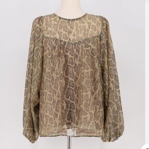 SHOW ME YOUR MUMU Happy Hour Top Snakeskin Glitter Python Puffed Sleeves Size M